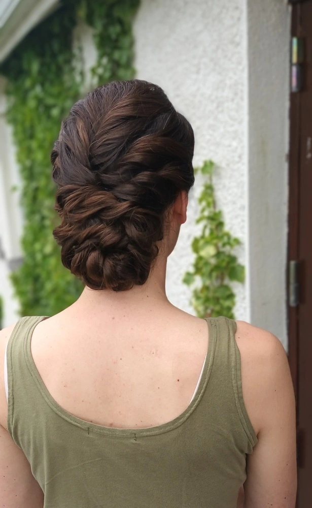 Braided updo hairstyle brunette